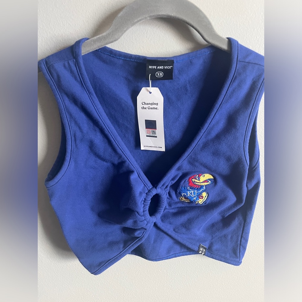 NWT HYPE AND VICE KU Jayhawks ring crop top | Size XS